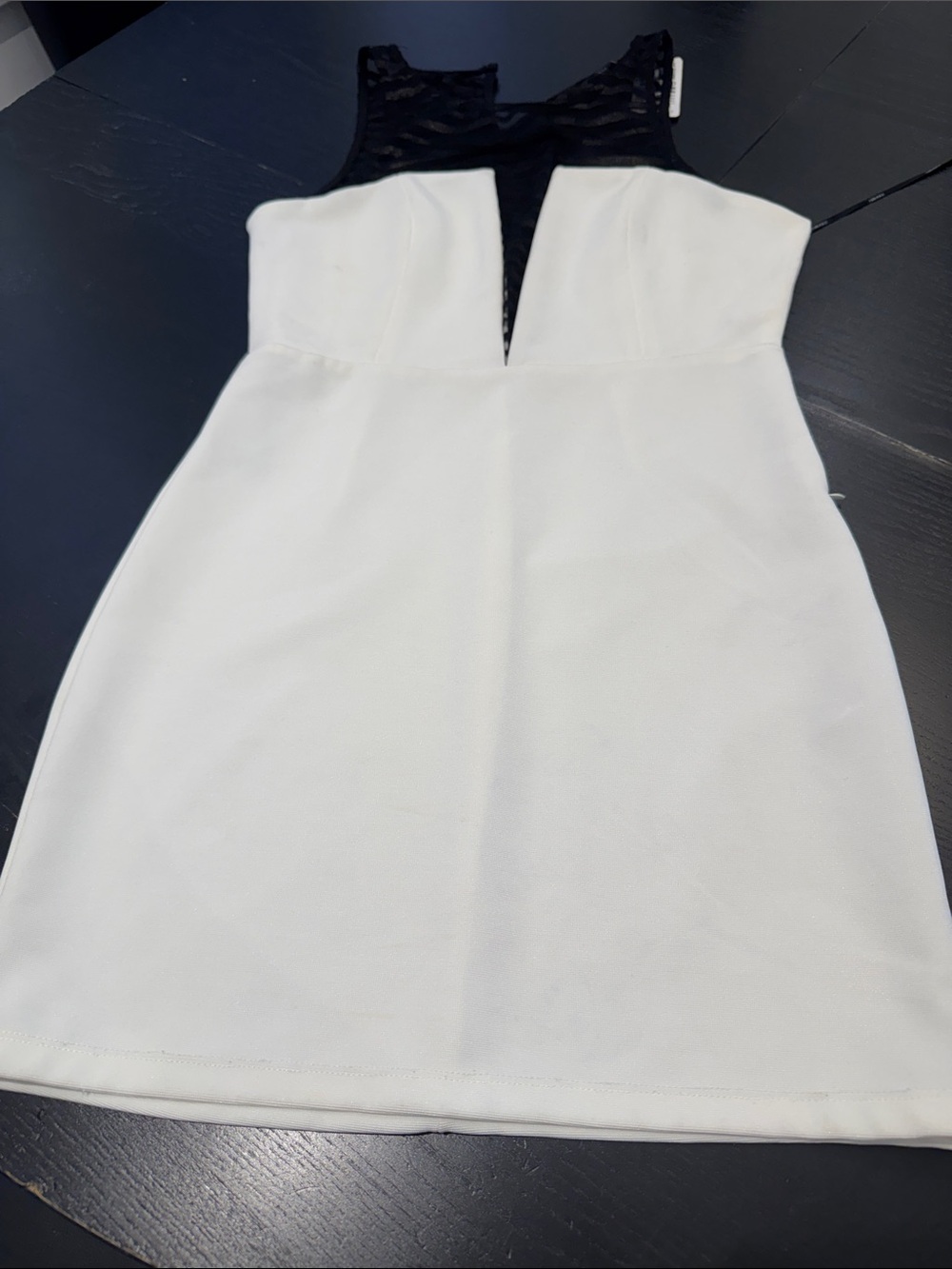 Forever 21 White Mini Dress with Black Lace Yoke
